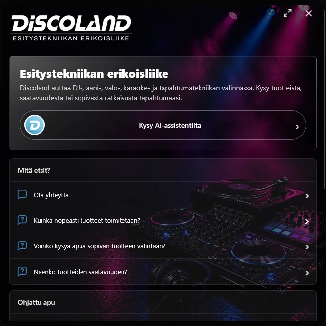 Discoland.fi Neuwon-chatin aloitusnäkymä