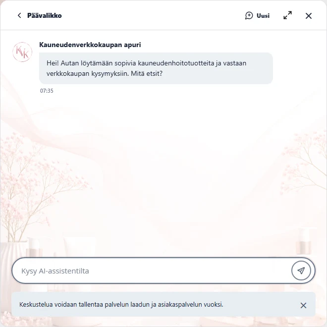 Kauneudenverkkokauppa open Neuwon conversation